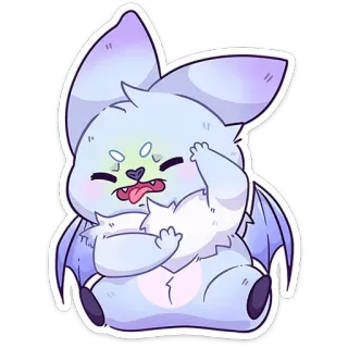 😵 sticker, cartoon, süß, tier, fantasie, kawaii, monster, fledermaus whatsapp sticker