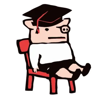📚 schwein, abschluss, doktorhut, stuhl, akademisch telegram sticker