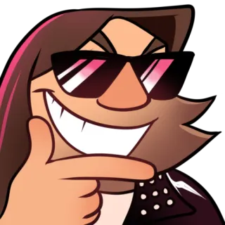 😎 Cartone animato, Personaggio, Occhiali da sole, Sorrisetto, Ritratto telegram sticker