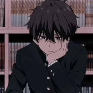 🩸 Anime, Anak laki-laki, Seragam sekolah, Bosan, Remaja, Karakter telegram sticker