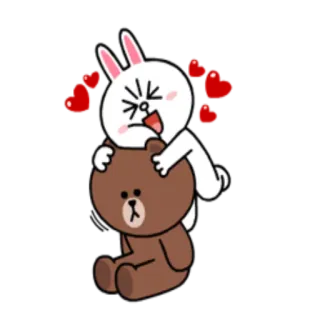 💑 зайчик, медведь, мультфильм, милый, животные, наклейка whatsapp sticker