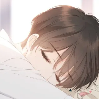 😴 อนิเมะผู้ชาย, หลับ, น่ารัก, คาวาอิ, หมอน, ศิลปะ, ภาพประกอบ telegram sticker