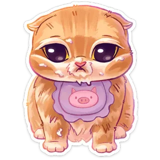 😣 猫, 子猫, 可愛い, 豚, よだれかけ, 動物, ペット, 漫画 telegram sticker