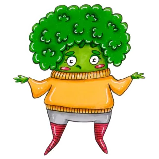 🤷‍♀️ 브로콜리, 채소, 만화, 귀여운, 음식, 일러스트 telegram sticker
