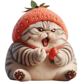 🍓 kat, aardbei, schattig, dier, huisdier, kitten telegram sticker
