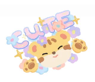 🐯 CUTE かわいい, カワイイ, 愛らしい, 花, パステル, 動物 whatsapp sticker