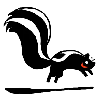 😃 gambá, animal, desenho animado, preto e branco, mamífero, vida selvagem telegram sticker