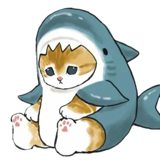 🥺 猫, サメ, コスチューム, 子猫, かわいい, 動物, ペット whatsapp sticker