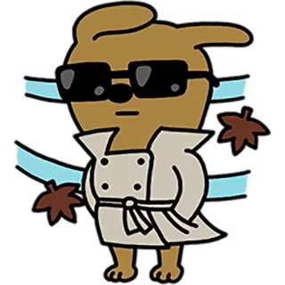 😎 dessin animé, chien, trench-coat, lunettes de soleil, détective whatsapp sticker