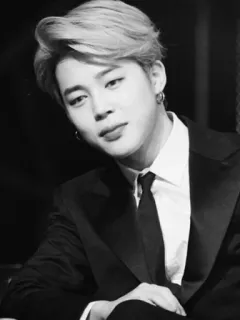 🎩 Jimin K-pop, piosenkarz, moda, czarno-białe, portret, mężczyzna telegram sticker