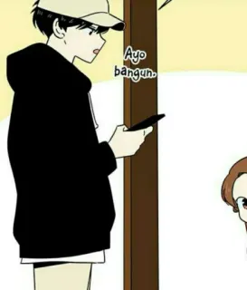 ☺️ Ayo bangun. Cartoon, Teenager, Koreanischer Stil, Manga, Manhwa, Illustration telegram sticker