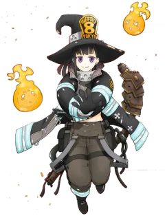 👋 Maki Oze Fire Force Anime, Bombero, Fuego, Bruja, Fantasía telegram sticker