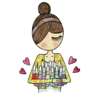 💕 donna, smalto, manicure, bellezza, cartoni animati, cuori, cosmetici telegram sticker