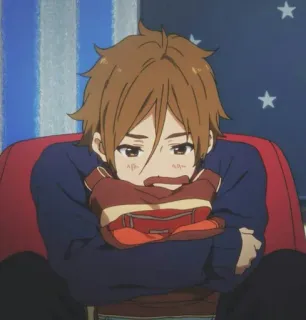 😒 anime, boy, sitting, sad, emotional, cute telegram sticker