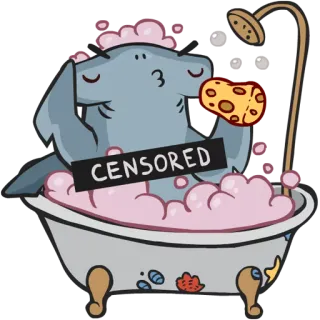 🛀 CENSORED shark, bath, bathtub, censored, cute, sponge, shower telegram sticker