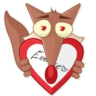 😍 Енотикев cartone animato, volpe, cuore, amore, carino, animale telegram sticker