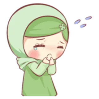 😢 грустный, плачущий, аниме, девушка, хиджаб, мультфильм telegram sticker