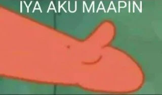 🙏 Patrick Star SpongeBob SquarePants IYA AKU MAAPIN spongebob, patryk rozgwiazda, tak wybaczam, wybaczyć, mem, kreskówka telegram sticker