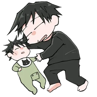 😴 Anime, Baby, Süß, Vater, Familie telegram sticker