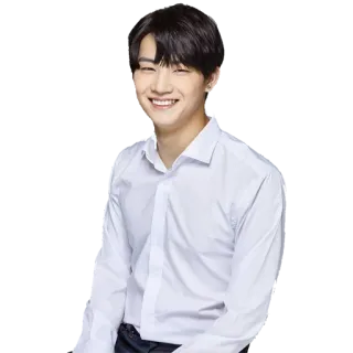 😄 person, man, smile, white shirt, asian telegram sticker