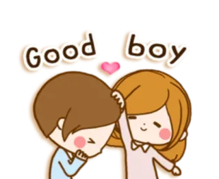 👩‍❤️‍👨 Good boy милый, пара, любовь, нежность, мультфильм telegram sticker