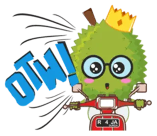 🛵 OTW! Durian, Owoc, Kawaii, Hulajnoga, W drodze, OTW telegram sticker