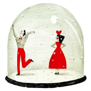 🔮 bola de nieve, pareja, amor, hombre, mujer, corazón telegram sticker