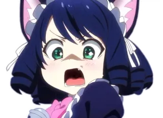 😱 anime, cat girl, cute, kawaii, surprised, maid telegram sticker
