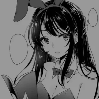 ➰ Anime, Mädchen, Hase, Schwarzweiß, Süß, Manga telegram sticker