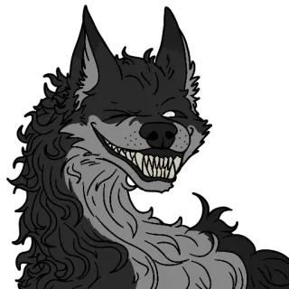 😉 wolf, animal, creature, cartoon, drawing, furry telegram sticker