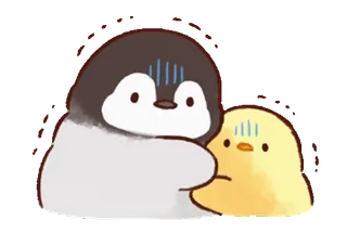 😱 pingouin, poussin, mignon, animal, dessin animé telegram sticker
