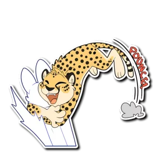 🤗 POUNCE! 치타, 동물, 덮치다, 점프, 만화 telegram sticker