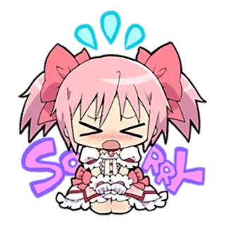 😣 Sorrk 애니메이션, 치비, 귀여운, 분홍 머리, 울음, 미안 telegram sticker