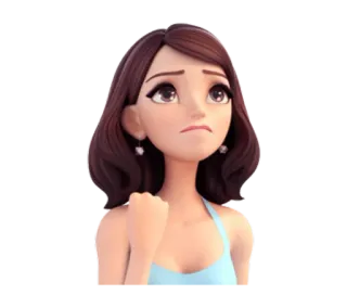 ✊ mujer, triste, molesta, dibujo animado, personaje, chica telegram sticker