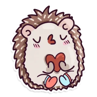 😘 เม่น, น่ารัก, สัตว์, สติกเกอร์, การ์ตูน, คาวาอิ telegram sticker