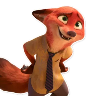 ☺️ Nick Wilde Zootopia zorro, dibujos animados, Zootopia, Nick Wilde, animal, personaje telegram sticker