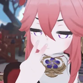 🌟 Yae Miko Genshin Impact Anime, Videospiel, Charakter, Pinke Haare, Fuchs, Yae Miko, Genshin Impact telegram sticker