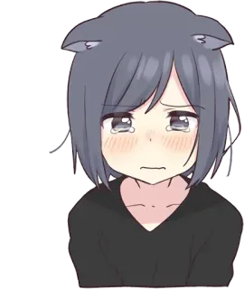 😭 anime, catgirl, sad, crying, cute, cartoon, manga telegram sticker