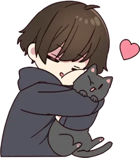 🥰 Anime, Kat, Schattig, Hart, Cartoon, Jongen telegram sticker