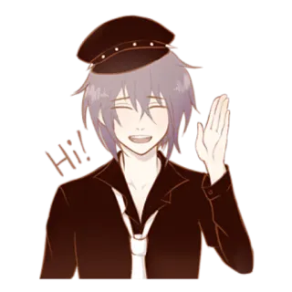 👋 Hi! Аниме, Приветствие, Волна, Дружелюбный, Мультфильм, Привет whatsapp sticker