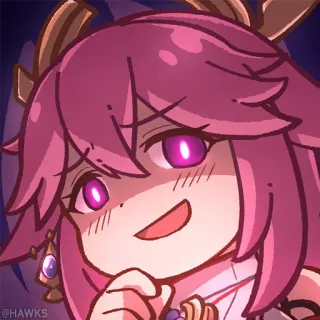 💠 Yae Miko อนิเมะ, ยาเอะ มิโกะ, เก็นชินอิมแพ็กต์, วิดีโอเกม, แฟนอาร์ต telegram sticker