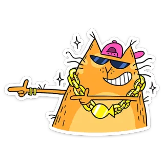 😎 gato, gangster, desenho animado, sticker, legal, chapéu, corrente telegram sticker