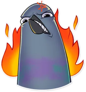 😡 enfadado, pájaro, flameante, dibujos animados, emoji, paloma, fuego telegram sticker