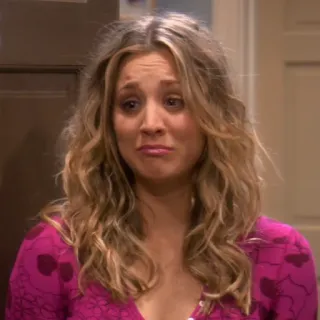 😢 Penny The Big Bang Theory woman, blonde hair, sad, upset, tv show, portrait telegram sticker