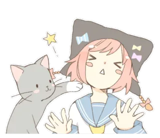 😖 anime, cat, cute, kawaii, girl, sticker, witch whatsapp sticker