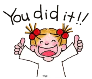 💪 You did it!! sucesso, celebração, conquista, polegar para cima, desenho animado, positivo whatsapp sticker