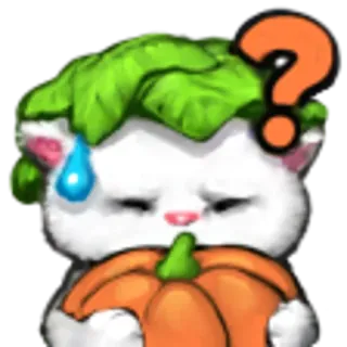 ⁉ gato, calabaza, signo de interrogación, lindo, triste, arte digital, emoji telegram sticker