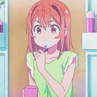 🧡 Anime, Cartoon, Zahnbürste, Badezimmer, Mädchen, Reinigung whatsapp sticker