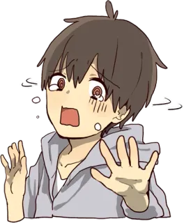 😢 Anime, Chłopak, Szok, Zaskoczenie, Zmartwiony, Emocjonalny, Kreskówka telegram sticker