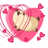 ❤️ мультфильм, мопс, сердечки, милый, любовь, стикер telegram sticker